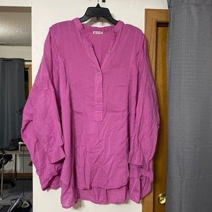 Free People Long Sleeve Tunic Pajama Shirt (Size Medium)